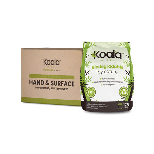 Koala Wipes® biodegradable antibacterial multipurpose wet wipe refills in vacuum-sealed packs