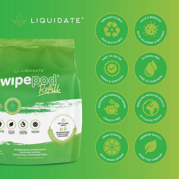 4x600 sheet antibacterial hand and surface wet wipes with recyclable spunbond material for powerful germ removal and versatile use