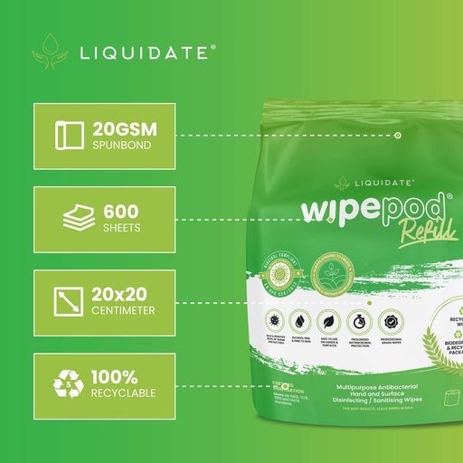 4x600 sheet recyclable antibacterial hand and surface wet wipes pack