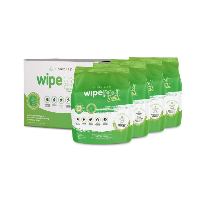 4x600 sheet antibacterial hand and surface wet wipes recyclable for hygienic cleaning