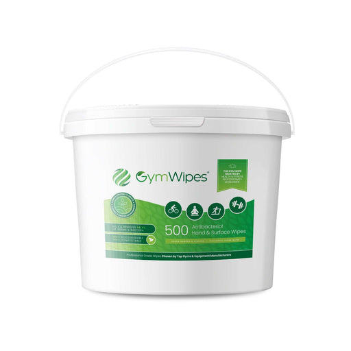 500 Sheet Gym Wipes® biodegradable antibacterial hand and surface wipes refillable bucket for gym cleaning