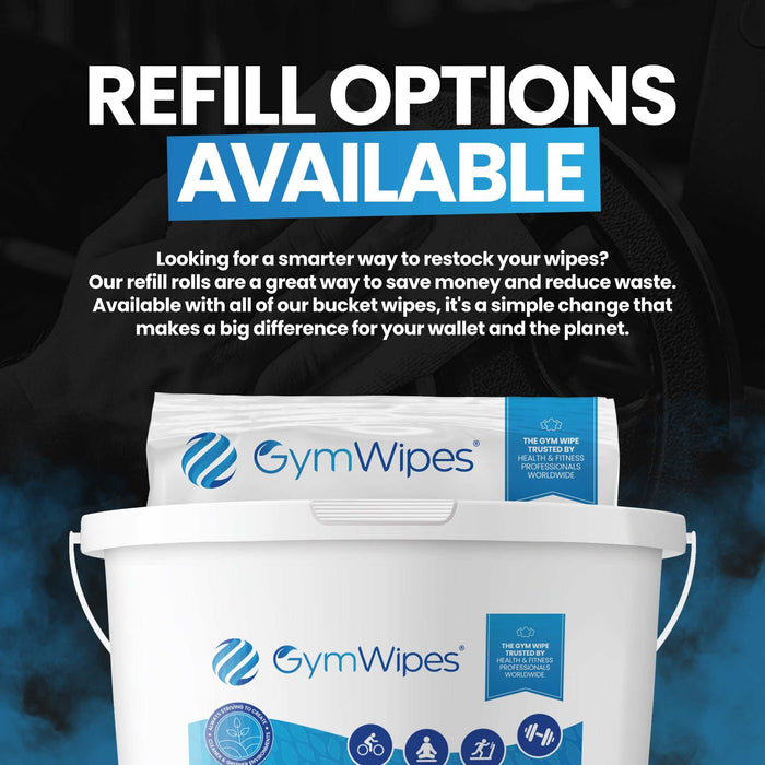 600ct Refillable Bucket of antibacterial Gym Wipes for hand and surface cleaning