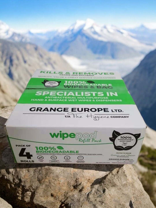 2000 Wipes (4 Rolls) XL Biodegradable Antibacterial Hand and Surface Wet Wipes - Grange Europe Ltd - Online Store