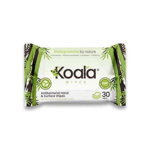 Koala Wipes Antibacterial Flow Wrap | 100% Biodegradable Bamboo Wipes (Pack of 30) - Grange Europe Ltd - Online Store
