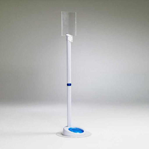 Germstar Premium Floor Stand in white with integrated sign holder and drip tray for 946ml dispenser