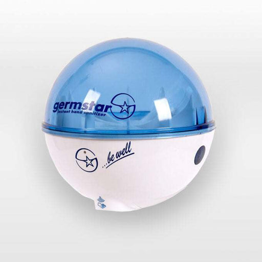 Germstar Touchless Hand Sanitiser Dispenser 946ml in blue and white with motion-activated sensor and wall mount bracket