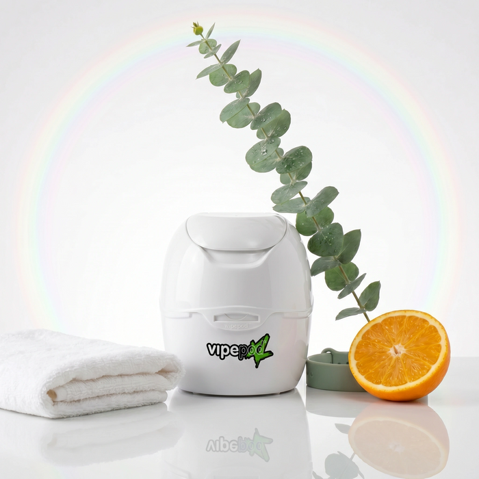 WIPEPOD XL successful wipes dispenser with sleek design and airtight seal for fresh, one-at-a-time wet wipes dispensing