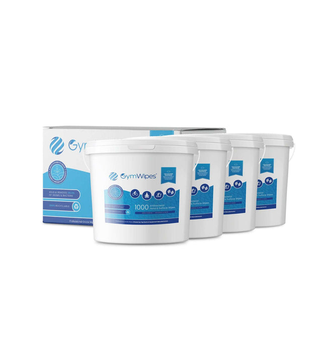 4x1000 Sheet Gym Wipes refillable antibacterial bucket, recyclable spunbond material for gym surface cleaning