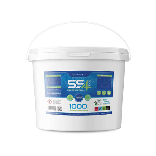 Liquidate SS4 antibacterial hand and surface wipes bucket with 1000 recyclable sheets