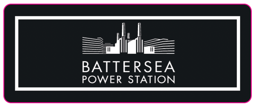 Custom printed dispensers showcasing Battersea Power Station branding.