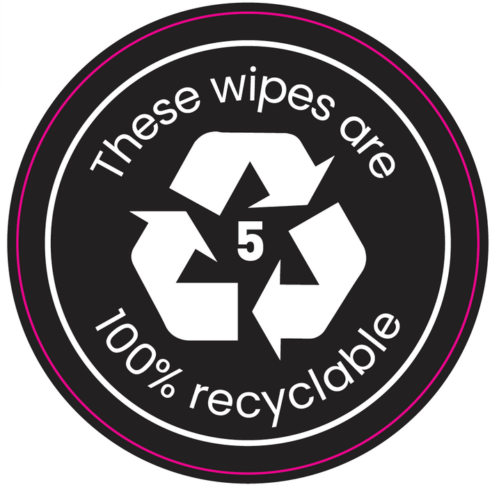 Custom printed dispensers with recyclable sign promoting eco-friendly branding.