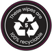 Custom printed dispensers with recyclable sign promoting eco-friendly branding.