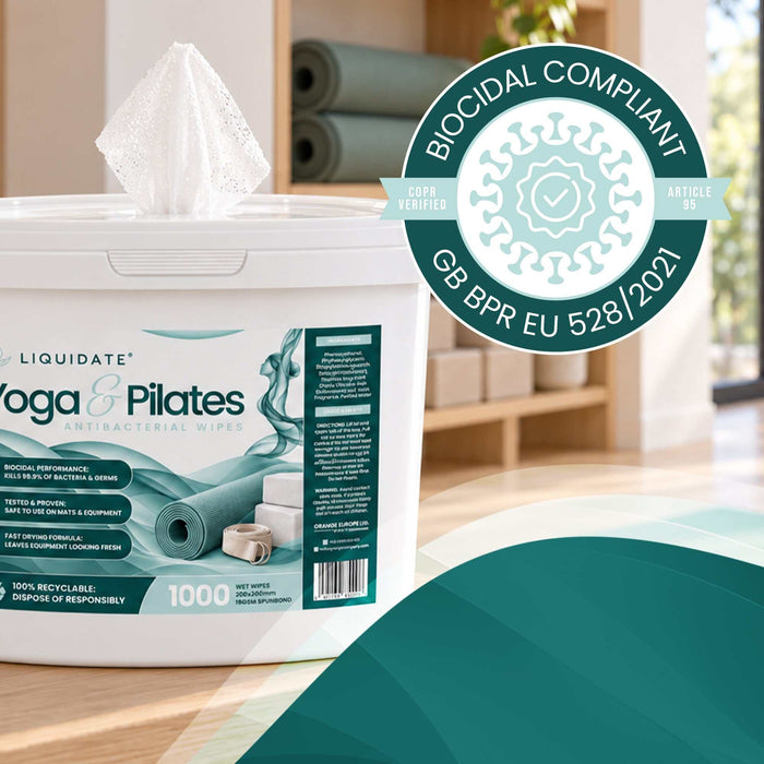 Liquidate® Yoga & Pilates Antibacterial Wipes - 1000 Sheet Bucket
