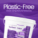 Antibacterial wipe bucket, white with purple label and lid; Liquidate® Sunbed & Salon branding, 500-sheet pack.