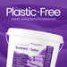 Liquidate® Sunbed & Salon antibacterial wipes in a white plastic-free bucket with purple branding and lid.
