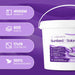 Antibacterial wipe bucket, white with purple label, marked 800 sheets; Liquidate® Sunbed & Salon bamboo wipes.