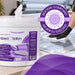 Liquidate® Sunbed & Salon antibacterial wipes in a white 800-sheet bucket with purple branding and a dispensing lid.