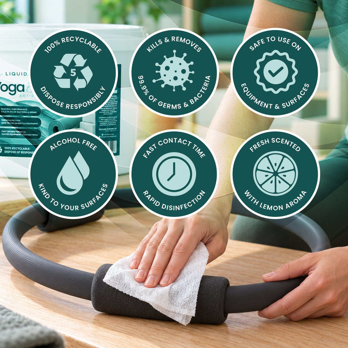Liquidate® Yoga & Pilates Antibacterial Wipes - 1000 Sheet Bucket
