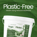 Liquidate® Yoga & Pilates antibacterial wipes in a white plastic-free bucket with green botanical labels and a snap-on lid.