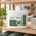 Antibacterial wipe bucket with a white plastic tub, green label, 500-sheet marking and one wipe protruding; Liquidate® Yoga & Pilates wipes.