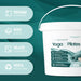 Antibacterial wipes in a white bucket with a teal label and carry handle, marked 600 sheets; Liquidate® Yoga & Pilates.