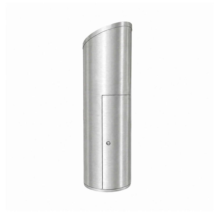 Stainless steel freestanding wet wipes dispenser with built-in waste bin and brushed silver finish