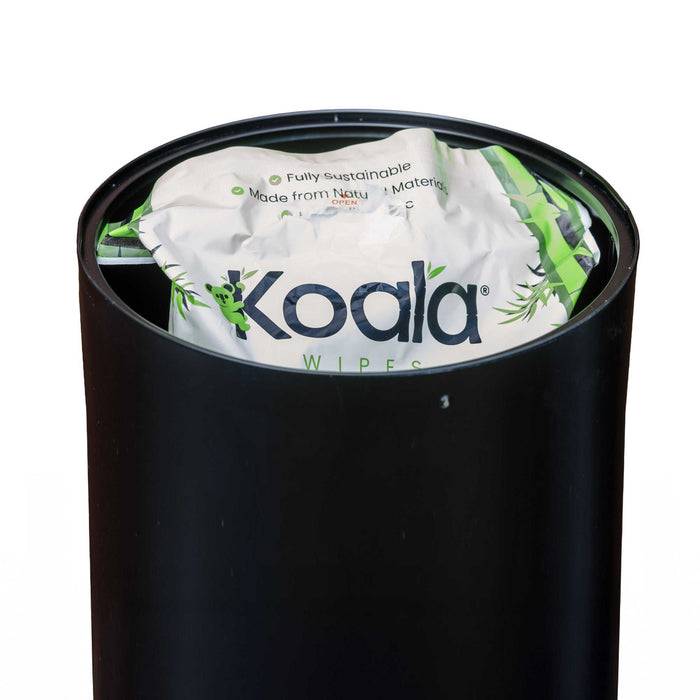 Stainless Steel Free Standing Wet Wipes Dispenser with Built in Waste Bin, Flat Top, Matt Black