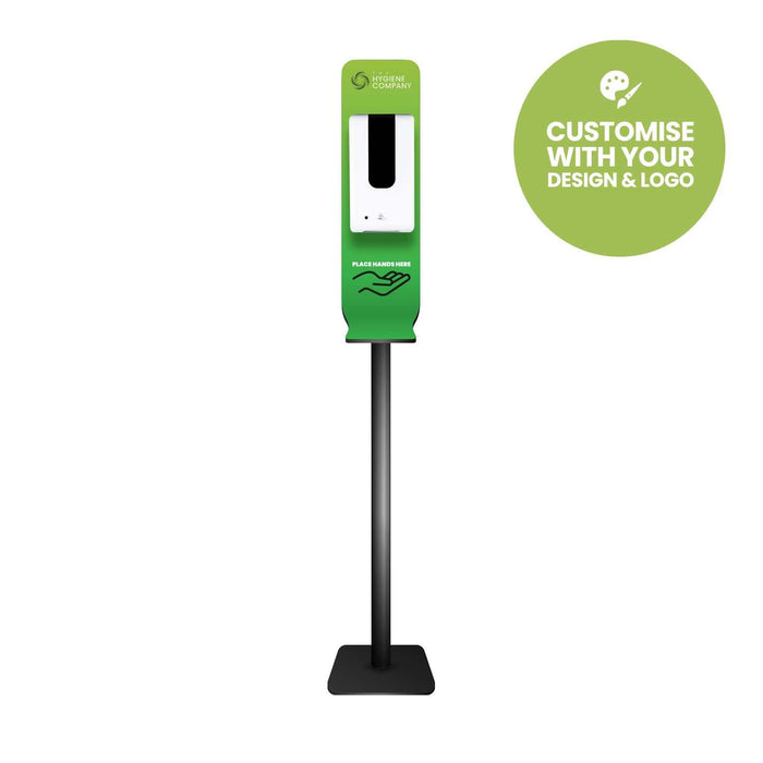 Black Floor Stand with 1.2L Automatic Sanitiser Dispenser, Optional Branding