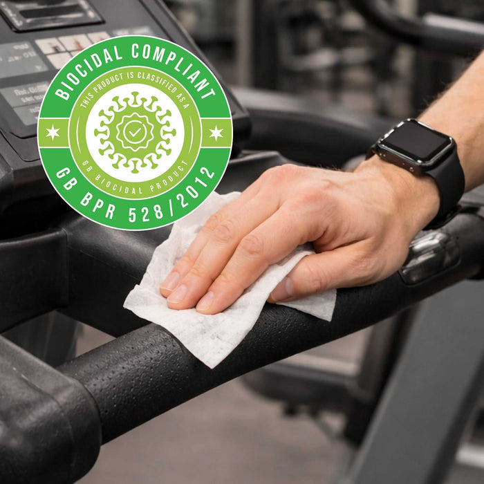 500 Sheet Gym Wipes® antibacterial refillable bucket, biodegradable and plastic-free cleaning wipes for gym surfaces