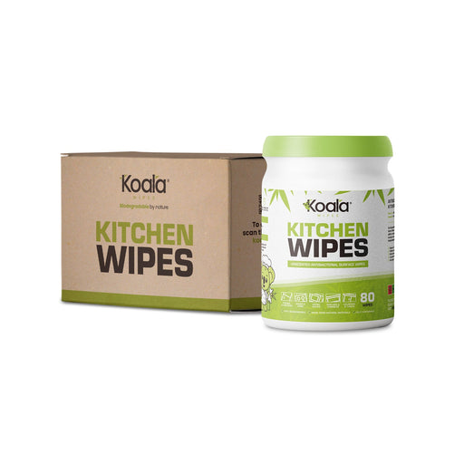 Koala Wipes® Kitchen Wipes biodegradable antibacterial bamboo wipes for eco-friendly kitchen cleaning, 80 sheets tub