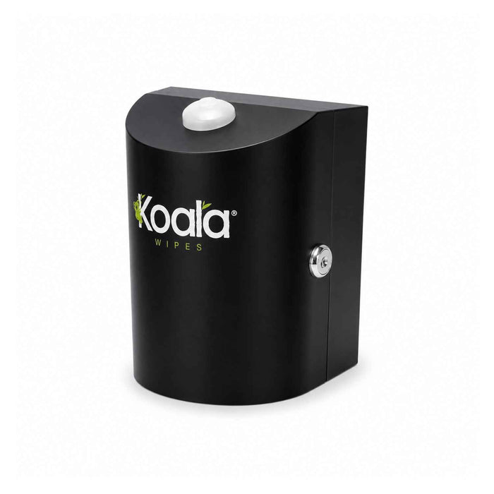 Koala Wipes® matte black stainless steel desktop wet wipes dispenser for offices and homes