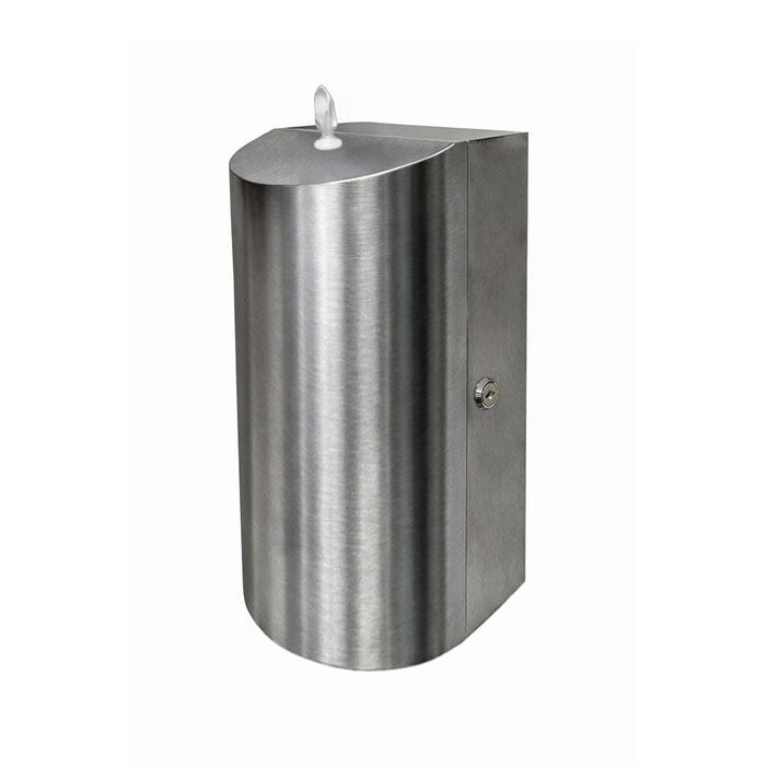 Gunmetal grey brushed stainless steel wall-mounted wet wipes dispenser with sleek, durable design and secure locking mechanism