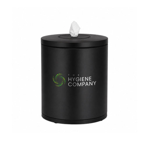 Stainless steel tabletop wipes dispenser with brushed silver finish, sleek and fingerprint-resistant for smooth single-wipe dispensing in offices and commercial spaces