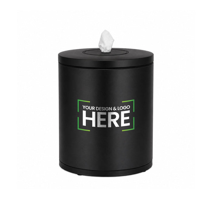Brushed stainless steel tabletop wipes dispenser with fingerprint-resistant finish and silicone nozzle for smooth dispensing
