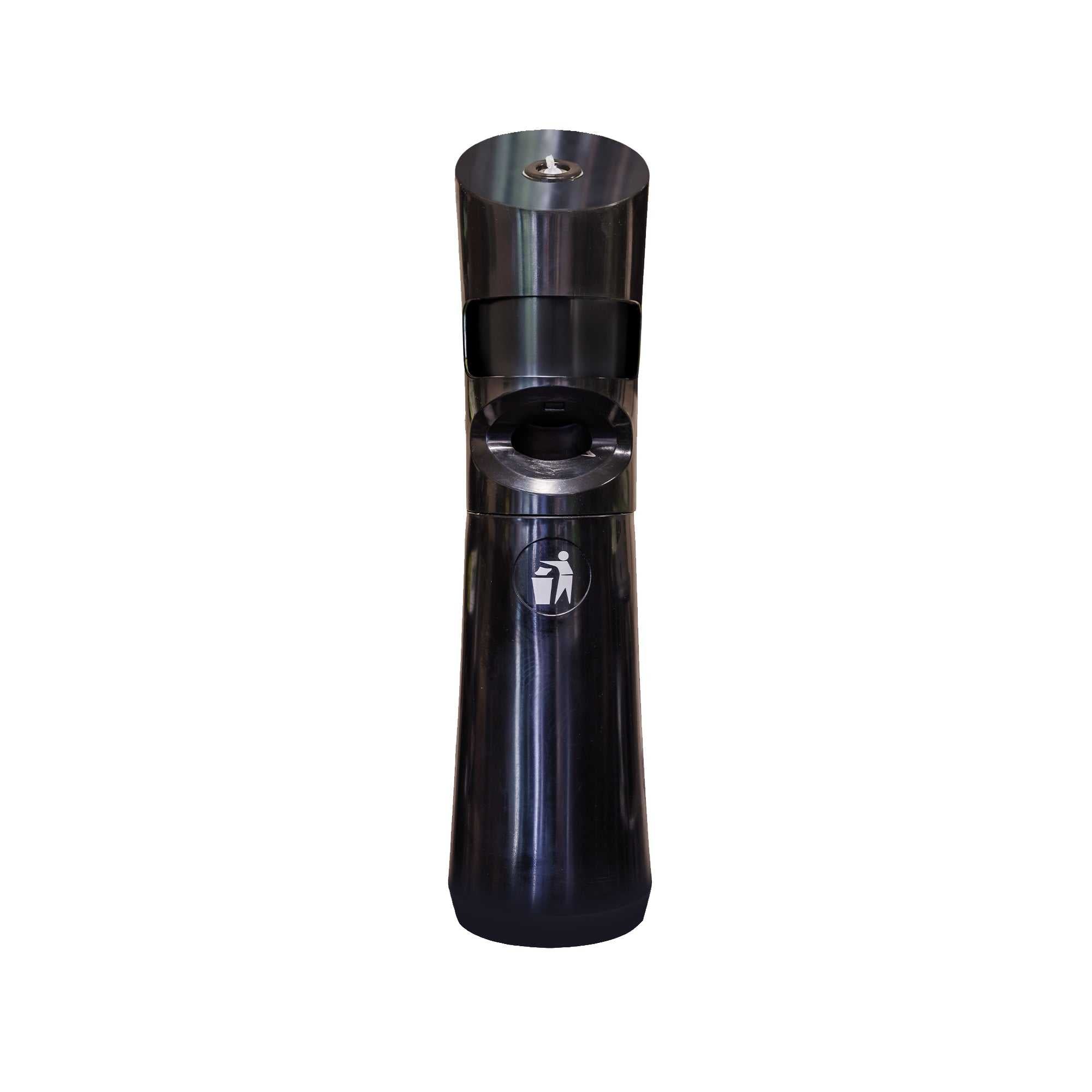 Black Wet Wipes Station dispenser with built-in waste bin for hygiene and convenience
