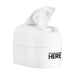 White WIPEPOD® wet wipes dispenser with opened lid and placeholder for custom logo or design