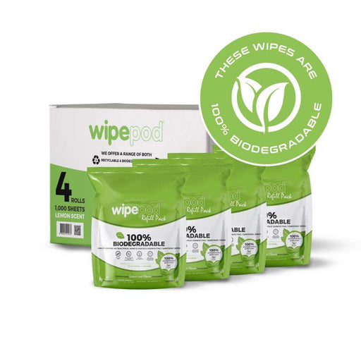 4000-Count Large Antibacterial Wet Wipes (Lemon Scent) - 100% Biodegradable & Recyclable Bulk Pack (4 Rolls) - Grange Europe Ltd - Online Store