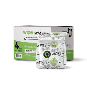 500 Sheets Per Roll (4 Rolls per Box) - Antibacterial Multi-Purpose Hand & Surface Wet Wipes