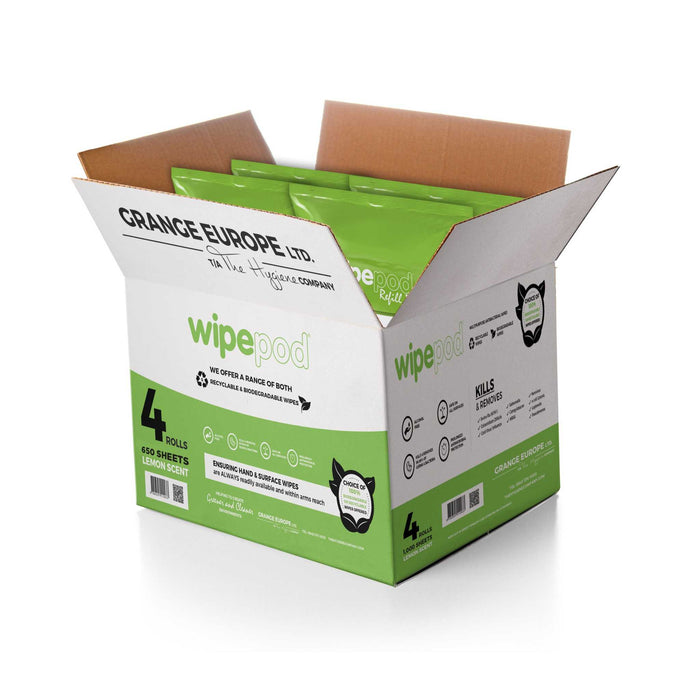2000-Count XL Antibacterial Wet Wipes Refill Pack (4 Rolls) - 100% Biodegradable & Compostable - Grange Europe Ltd - Online Store