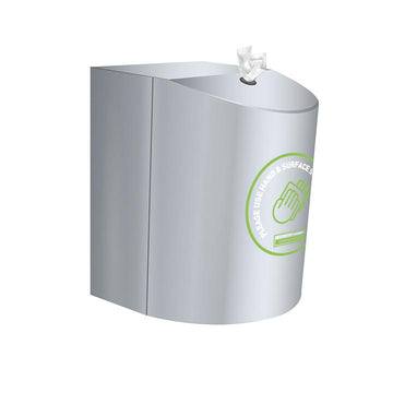 Antibacterial Hand & Surface Wet Wipes Polished Stainless Steel Wall mounted Dispenser