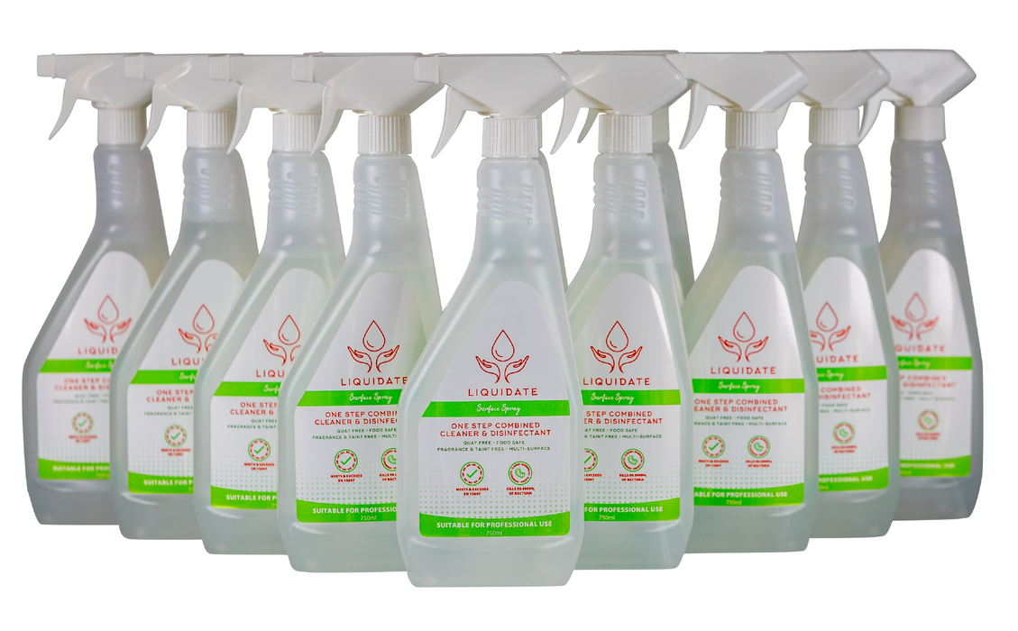 R5 Liquidate antibacterial surface spray, sanitiser / disinfectant 500 ml x 16 bottles per box Quat Free Biodide - Grange Europe Ltd - Online Store