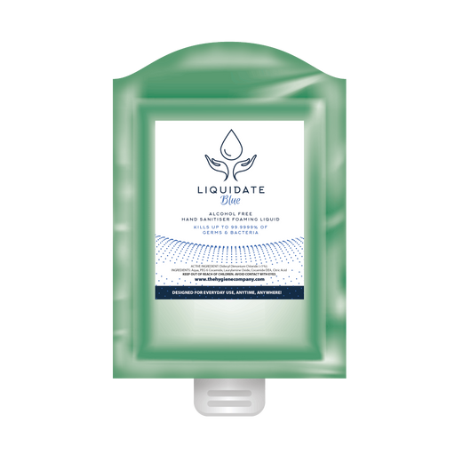 Liquidate Blue Alcohol-Free Hand Sanitiser Foamer Refill Pouch - 12 Units of 800ml - Grange Europe Ltd - Online Store